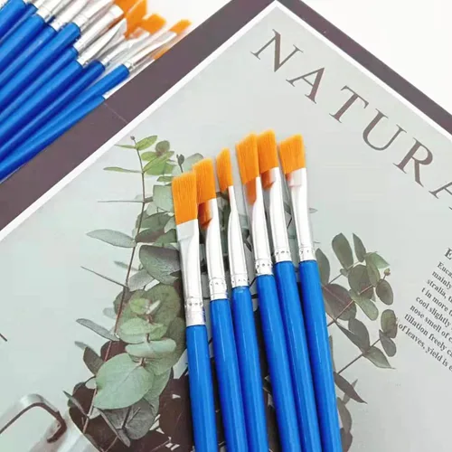 Miniatura 5 de Juego de pinceles de pintura, 100 piezas de pelo de nailon de cabeza plana, pinceles de pintura para óleo acrílico, acuarela, artistas profesionales