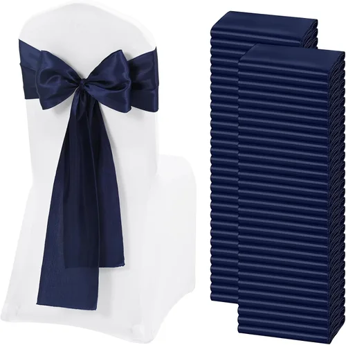 Miniatura 16 de 60 bandas para sillas de satén negro, diseño de lazos con lazos, para decoración de sillas para Acción de Gracias, boda, Navidad, banquetes