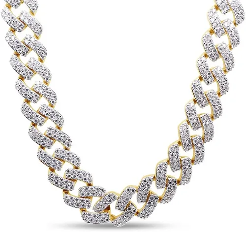 Miniatura 7 de SAVEARTH DIAMONDS Collar de cadena cubana de diamante de moissanita de corte redondo de 20 quilates a 26 qttw con certificado de 0.472 in de ancho