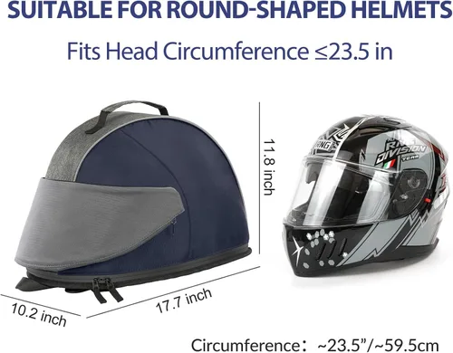 Miniatura 7 de Bolsa para Casco de Motocicleta TINGPAI con Gran Capacidad - Bolsa de Transporte Resistente a Arañazos y al Agua, Compatible con Casco de Cara