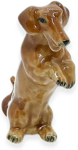 Miniatura 13 de WitnyStore Pequeña figura de perro salchicha olfateando negro de 1½ pulgadas de largo, figuras de cerámica pintadas a mano en miniatura