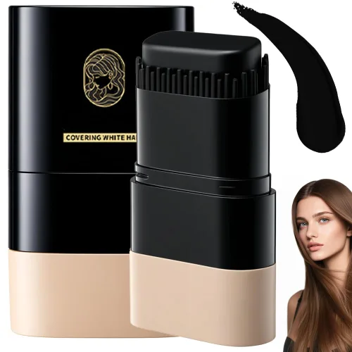 Barra de color de cabello de larga duración, barra y peine de tinte de cabello 2 en 1, cubierta de cabello gris, peine portátil de tinte para Negro