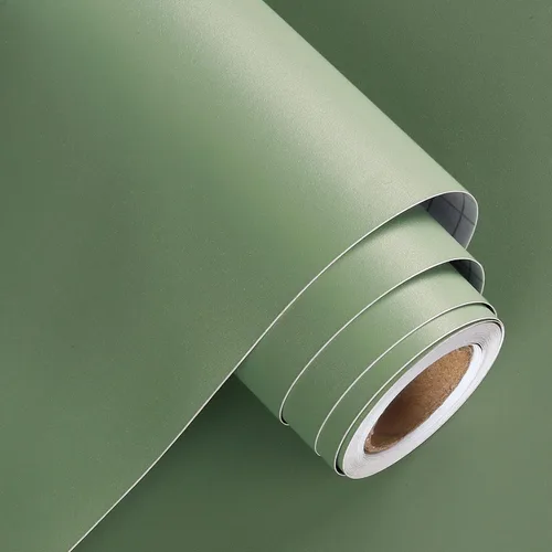 WESTICK Papel adhesivo verde para paredes, papel tapiz verde extraíble para despegar y pegar, papel tapiz decorativo para dormitorio, papel de