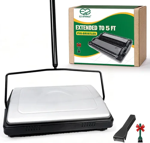 Miniatura 9 de EZ SPARES Limpiador de alfombras de crin, 5 pies con poste de extensión para cualquier altura, cepillo natural absorbente de agua para derrames