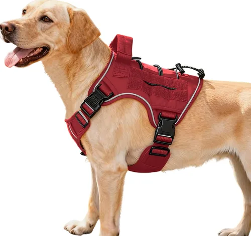 Miniatura 32 de Arnés táctico para perros grandes, chaleco reflectante ajustable sin tirones con sistema Molle, control de grado militar K9 para entrenamiento