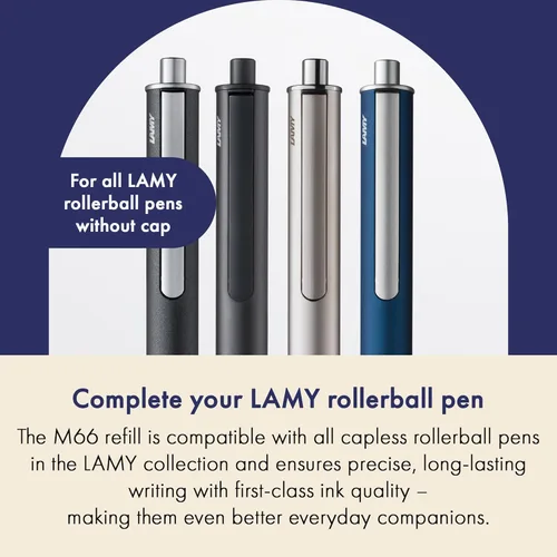Miniatura 4 de Lamy Paquete de 3 recambios de metal M66 con gran capacidad - Recambio original para todos los bolígrafos rollerball sin tapa - A prueba de Azul en M