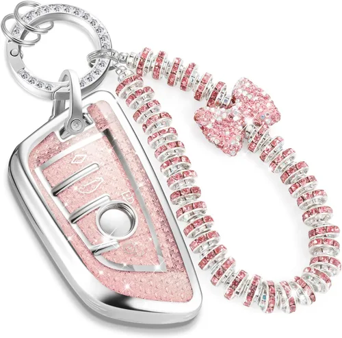 Miniatura 50 de Funda para llavero Jeep con llavero trenzado de diamante de lujo, funda suave mejorada para Wrangler Rubicon Gladiator JL JLU JT Sahara JLU Flip