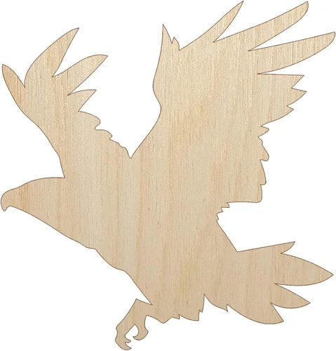 Recorte patriótico americano de águila calva voladora de madera sin terminar para proyectos de manualidades, 1/8 pulgadas de grosor, tamaño de 6.25