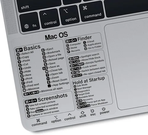 Pegatina de acceso directo de Mac - Pegatina de atajos de Mac OS (M1+Intel), calcomanías de atajos de teclado para computadora portátil, compatible