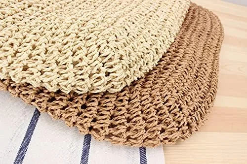 Miniatura 5 de Naimo Bolso de hombro de playa de paja para mujer, bolso de mano grande, tejido a mano, bolso estilo hobo casual de verano