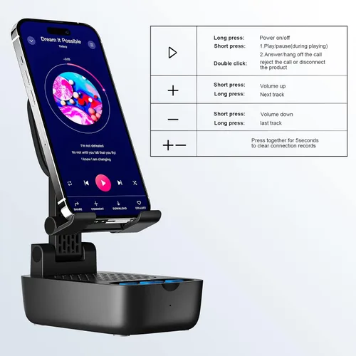 Miniatura 4 de Regalos para hombres y mujeres, regalos de cumpleaños, soporte para teléfono celular con altavoz Bluetooth inalámbrico, graves fuertes y altavoz