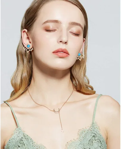 Miniatura 3 de Juego de 11 pares de aretes de flor de loto para mujeres y niñas, juego para orejas ansitivas, joyería simple y elegante, Diamante de imitación