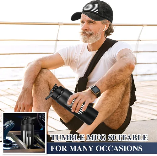 Miniatura 6 de Set de regalos de bandera americana Sieral para hombres incluye vaso, gorra de béisbol, calcetines, llavero con caja de regalo para veteranos