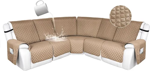 Miniatura 95 de HDCAXKJ Fundas de sofá seccional reclinable 100% impermeable, forma de L, funda de sofá reclinable lavable acolchada suave para mascotas, perro
