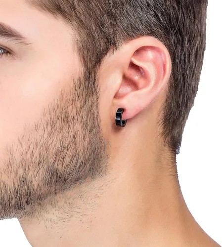 Miniatura 7 de Jstyle 4 pares de aretes de acero inoxidable para hombres y mujeres, aretes de aro Huggie Piercing 18G