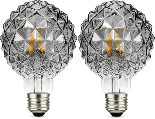 Bombillas LED Edison G30 en forma de piña, globo de 4 W, regulable, luces decorativas vintage grandes equivalentes a 40 vatios, cristal gris ahumado