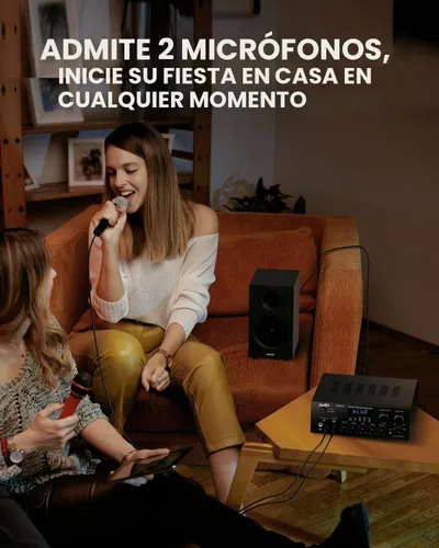 Miniatura 7 de Moukey - Receptores estéreo con Bluetooth 5.0, sistema de amplificador de audio de potencia estéreo de 2.0 canales con USB, SD, AUX, RCA, entrada