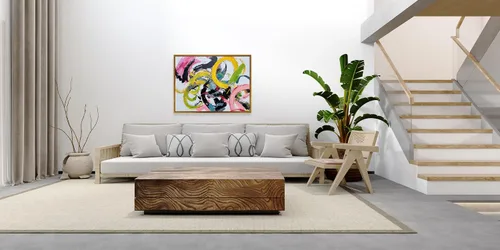 Miniatura 5 de Yihui Arts Arte abstracto de la pared del lienzo - Arte contemporáneo texturizado pintado a mano para la decoración moderna del hogar