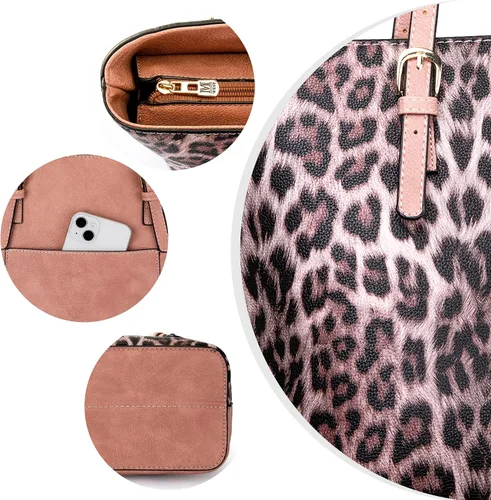 Miniatura 5 de Montana West Monederos para mujer, juego de 3 piezas, bolso de mano con estampado de leopardo