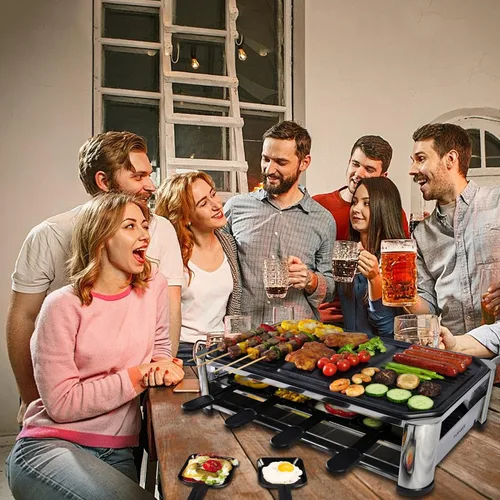 Miniatura 5 de TAMARIT Raclette Mesa de Parrilla Eléctrica Portátil para Queso, Parrilla Coreana de Interior de 1400 W, Parrilla de Queso para Fiestas con Placa