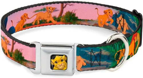 Collar de perro Hebilla de cinturón de seguridad Rey León Simba Nala Escenas de crecimiento 9 a 15 pulgadas 1.0 pulgadas de ancho, DC-WDY039-S