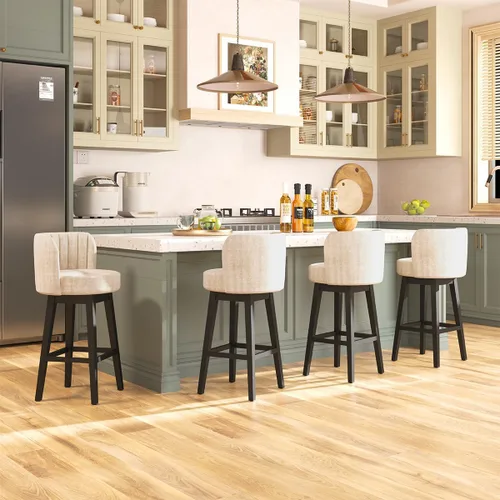 Miniatura 3 de COCO DESIGN - Juego de 2 taburetes de bar giratorios, 24" de altura del asiento, taburetes de bar de estilo moderno de mediados de siglo