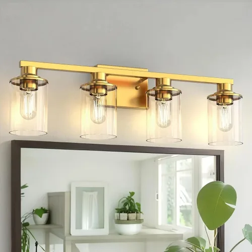 Miniatura 12 de L LOHAS LED Lámparas de baño negras de 2 luces, accesorios de iluminación modernos sobre espejo con pantalla de vidrio transparente, luces
