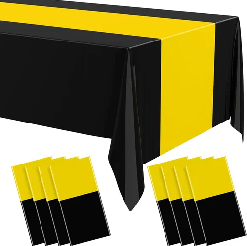 Miniatura 7 de Oudain 3 piezas de manteles de plástico desechables de 54 x 108 pulgadas para mesas rectangulares, manteles impermeables para Halloween, baby Negro