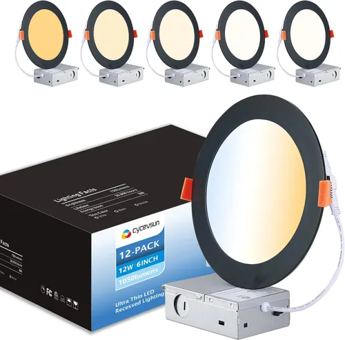 Miniatura 21 de CycevSun Luz LED empotrable de 6 pulgadas, iluminación de oblea, regulable y 3000 K, 4000 K, 5000 K, seleccionable, 12 W, 120 V, clasificación IC