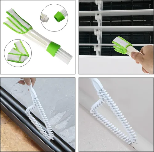 Miniatura 5 de 8 piezas de herramientas de limpieza de ranuras de mano, cepillos de limpieza de hendiduras para puertas y ventanas, limpiadores de ciegos, cepillo