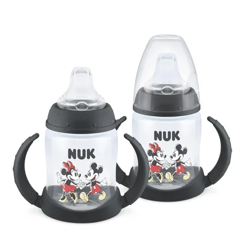 Miniatura 9 de NUK Taza de Aprendizaje, Ms. Rachel, 5 oz, 6+ Meses, Paquete de 2 – Boquilla Suave, Asas de Fácil Agarre, Sin BPA, Taza Sippy de Transición a Prueba