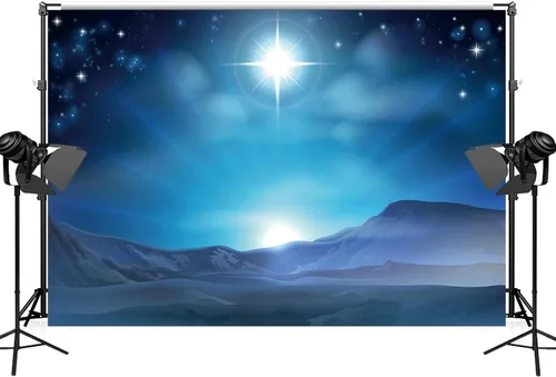 Miniatura 4 de Zliisang Fondo de Belén de Navidad de 5.9 x 3.6 pies, diseño de estrella de Belén sobre el desierto, nacimiento de Jesús, decoraciones de Navidad