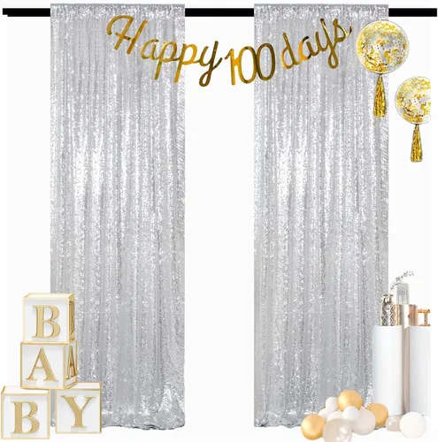 Miniatura 16 de ShinyBeauty PHOTOBOOTH - Fondo de tela de lentejuelas, telón de fondo de boda, telón de fondo óxido, cortinas de lentejuelas, cortinas de Negro