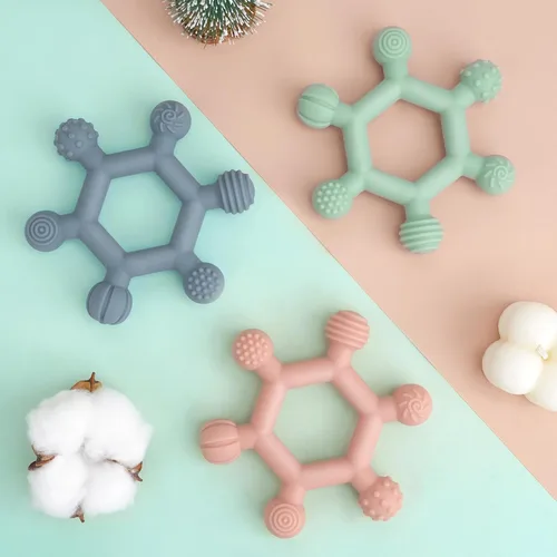 Miniatura 5 de Meartchy Paquete de 3 juguetes de dentición para bebés, juguetes de silicona sin BPA, alivio de la dentición, juguete masticable para bebés de 6 a