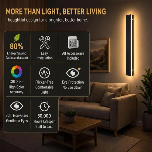 Miniatura 9 de Lámpara de Pared Moderna para Exteriores de 31 Pulgadas, Regulable 3000K-6000K, Aplique de Pared Lineal para Exteriores Impermeable IP65, Luces LED