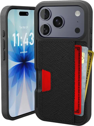 Miniatura 84 de Smartish Funda tipo cartera para iPhone 13 Pro – Wallet Slayer Vol. 2 [delgada + protectora] tarjetero con función atril - Azul sobre verde Blues