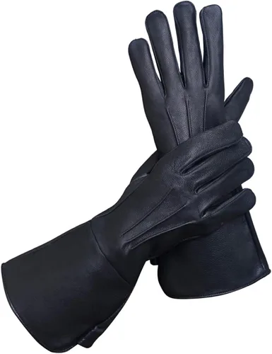 Glamtron Guantes medievales renacentistas de piel de cordero pura guantes de guantelete para cosplay