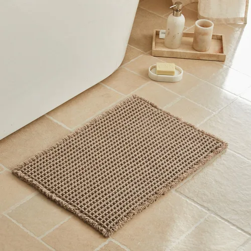 Miniatura 12 de Triohero Tapete de baño con diseño de gofre, tapete de baño pequeño y bohemio, antideslizante, lavable, ultra suave, súper absorbente, de secado