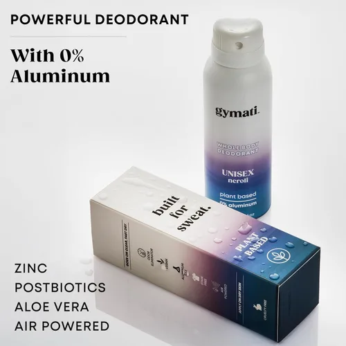 Miniatura 2 de Gymati Desodorante natural en espray corporal, sin aluminio, mezcla a base de plantas con aloe y zinc, protección contra olores de larga duración