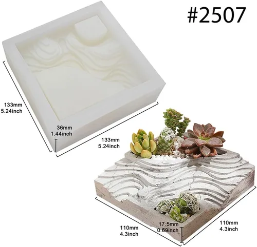 Miniatura 2 de Funshowcase Molde de silicona para maceta cuadrada en terrazas para resina epoxi, hormigón, suculentas, cenicero, diorama, jardín, bonsái, gigante