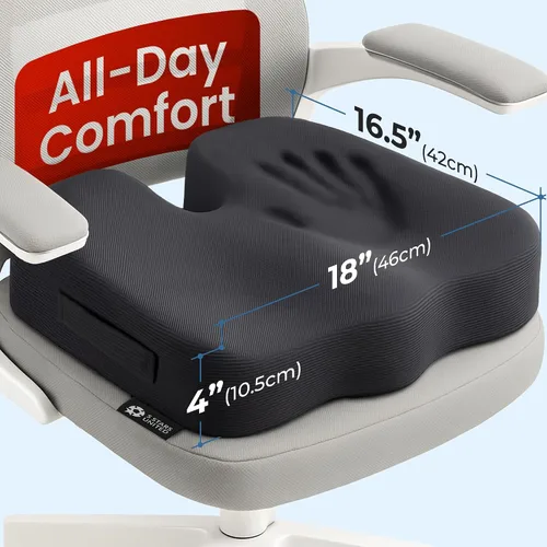 Miniatura 4 de 5 STARS UNITED Cojín de asiento para aliviar el dolor de coxis – Cojín grande de espuma viscoelástica para recuperación de coxis, cadera, ciática