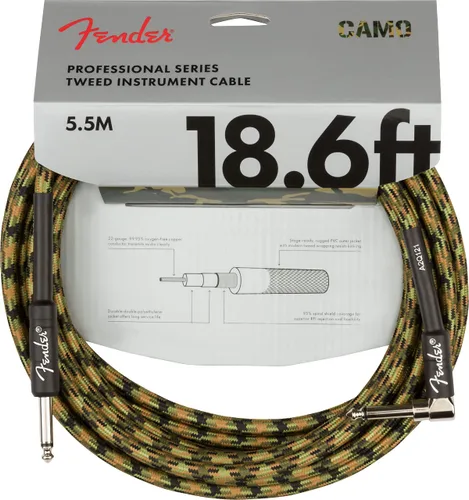 Miniatura 2 de Fender Cable de instrumento profesional de 18.6 pies en ángulo recto camuflaje del bosque - 1 paquete
