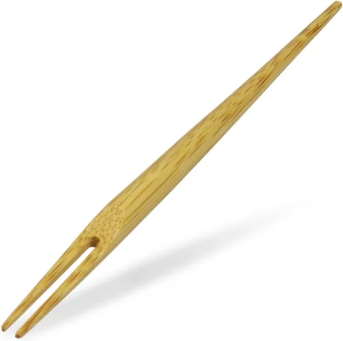Miniatura 6 de Tenedor Shirasagi de bambú de 6.1 pulgadas (6.102 in), tenedor de dos puntas, selección dulce japonesa, para uso con Wagashi y frutas, fabricado