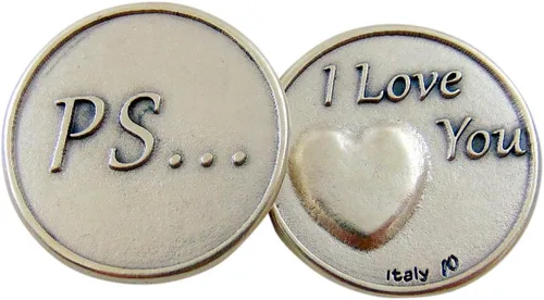 Westmon Works P.S. I Love You - Token de bolsillo, regalo romántico para novio o novia, moneda de amor de metal de doble cara de Italia, recuerdo de