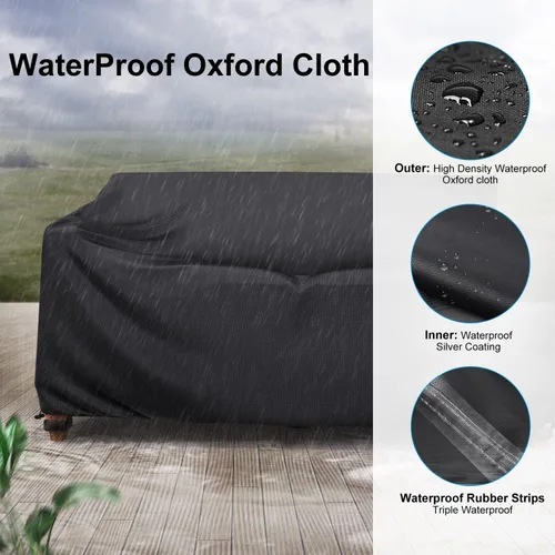 Miniatura 3 de Mrrihand Funda impermeable para sofá de patio de servicio pesado, funda para sofá de exterior de 3 plazas, funda para muebles de patio al aire libre
