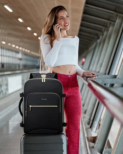 Miniatura 9 de LOVEVOOK Mochila de viaje de 40L aprobada para vuelo, 3 cubos de embalaje, bolsa de viaje impermeable para artículos personales, equipaje de mano