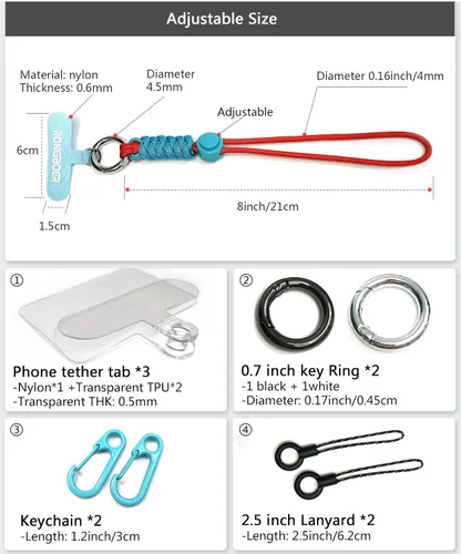 Miniatura 4 de Correa de muñeca para teléfono celular, pulsera para teléfono celular, cordón de muñeca para cámara, cordón de muñeca corto para llaves, cordón