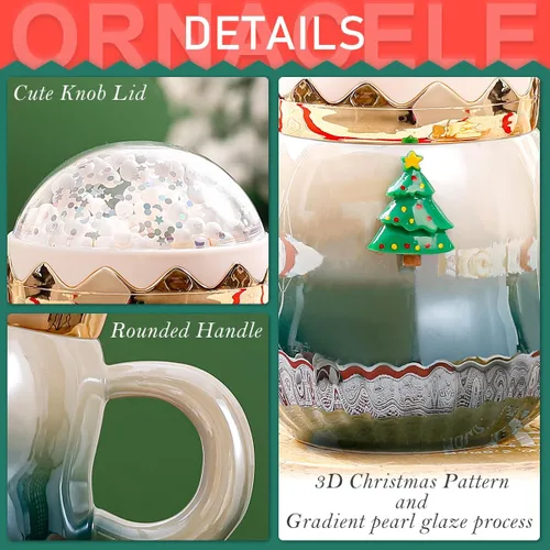 Miniatura 3 de Taza de Navidad, lindas tazas de té de cerámica con tapa de Santa, taza novedosa para leche, café, chocolate caliente, regalo de Navidad
