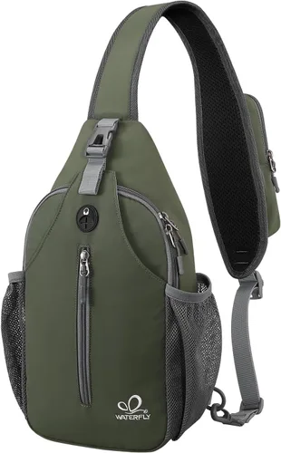 Miniatura 38 de WATERFLY Bolsa pequeña de senderismo: mochila cruzada para el pecho, mochila para hombres y mujeres con correa de hombro agradable a la piel