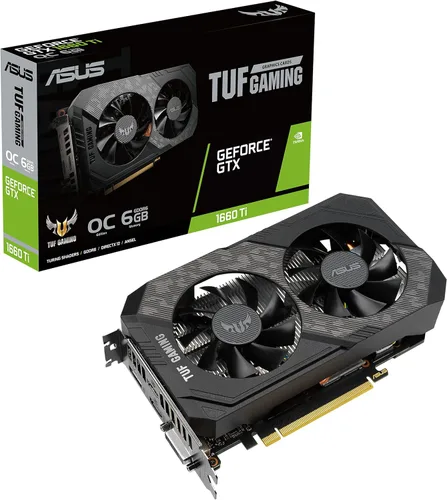 ASUS TUF Gaming NVIDIA GeForce GTX 1660 Ti EVO OC Edition Tarjeta gráfica (PCIe 3.0, 6 GB GDDR6, HDMI 2.0b, DisplayPort 1.4, lubricante de grado